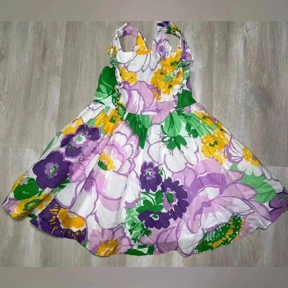 Kids Floral Ruffle Dress Girls Summer Vacation Party Outfit Toddler Child sz 3T - Picture 2 of 6